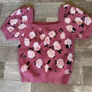 Floral Patterned Women's Sweater - Mauve